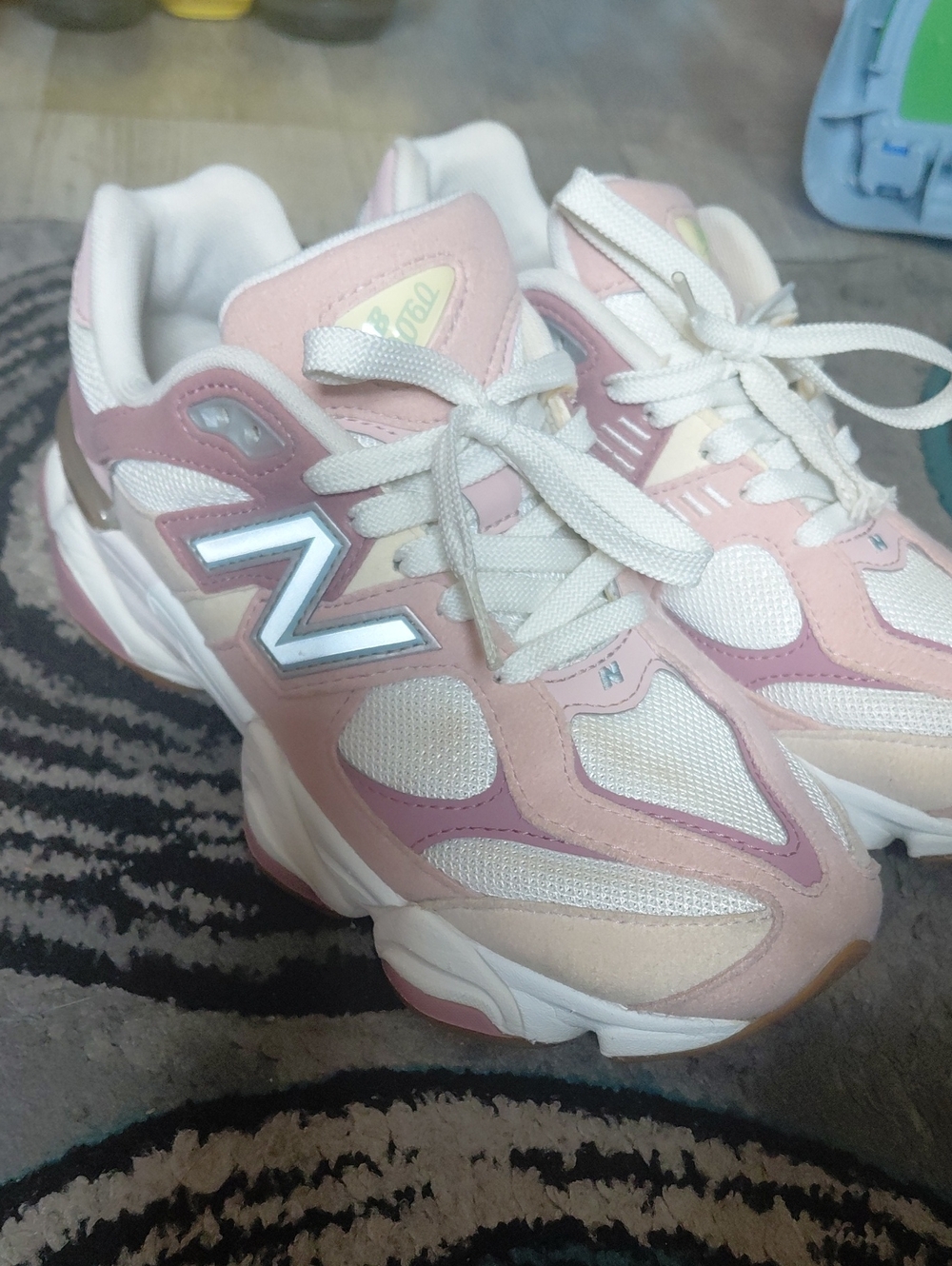 New Balance Women's Pastel Pink and Cream Chunky Sneakers